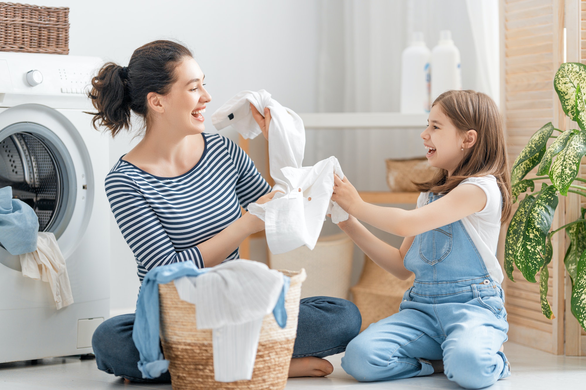 family doing laundry