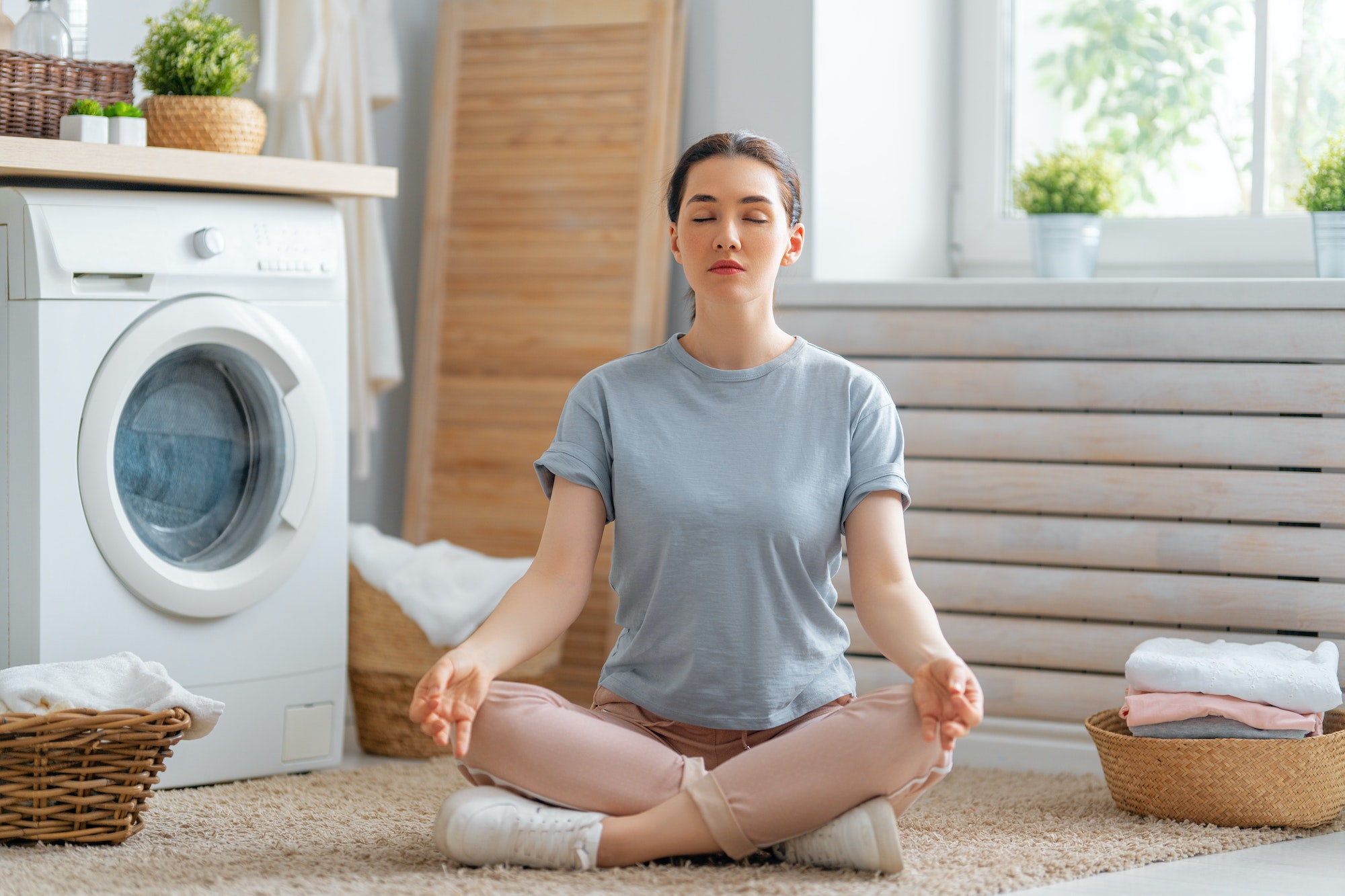 woman doing laundry
